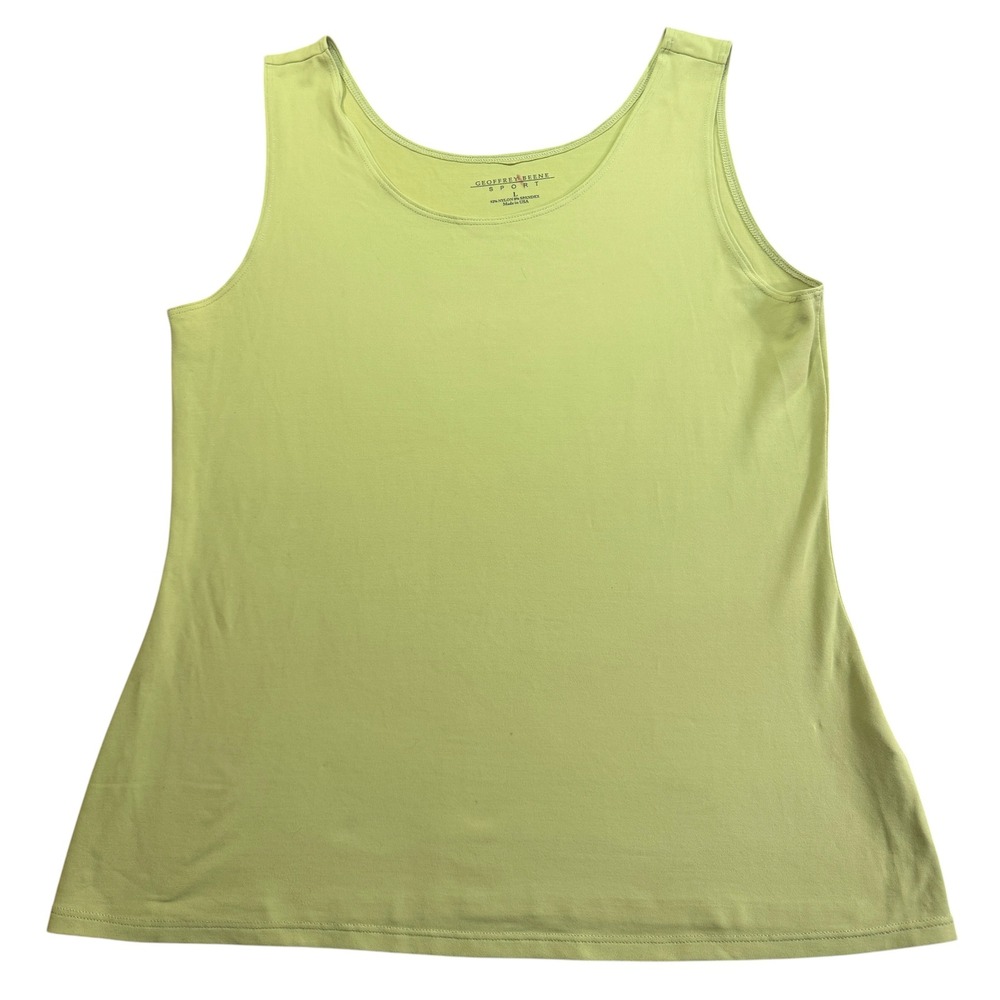 Geoffrey Beene Sport Lime Green Scoop Neck Tank Top Womens Large Made in USA
